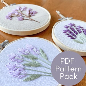PDF-Muster, Lavendel, Stickmuster, Anfänger-Stickerei, Video-Tutorials