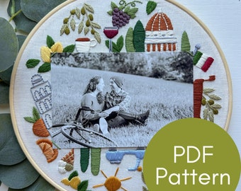 PDF Pattern, Italy Embroidery, 4x6" Frame, Summer Vacation, Photo Frame, Italian Inspired, Embroidery Pattern