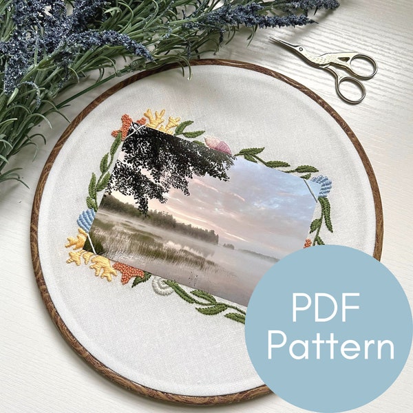 PDF Pattern, Ocean Craft, Embroidery Pattern, 4x6 Frame, Photo Memory, Seashore