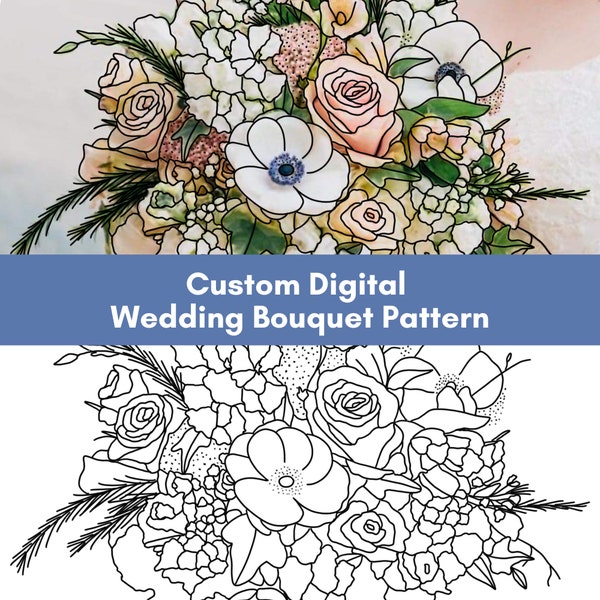 Digital Files, Custom Wedding Bouquet Pattern, Custom Design, DIY Flower Preservation, Anniversary Gift