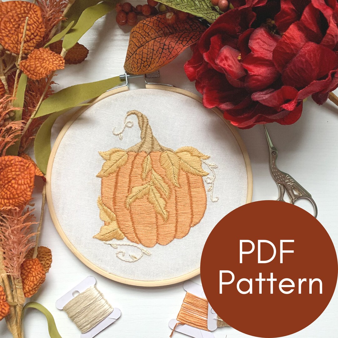 PDF Pattern, Fancy Pumpkin, Fall Embroidery, Autumn Design, Embroidery ...