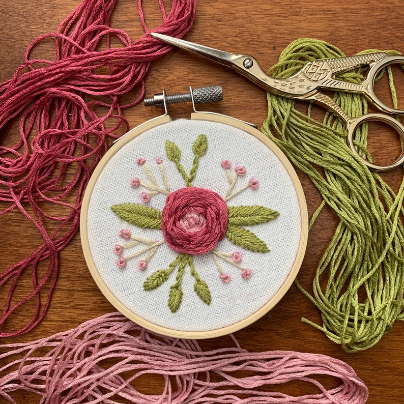 English Rose Embroidery Pattern PDF Embroidery Pattern Etsy