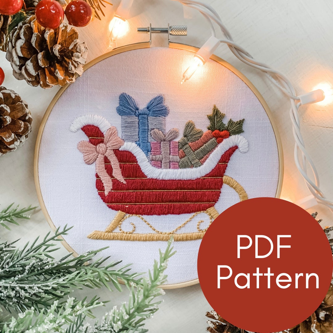 PDF Pattern, Sleigh With Gifts, Christmas Embroidery, Holiday Design ...