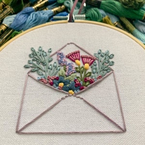 PDF Pattern, Floral Envelope, Embroidery Pattern, Stationery, Love Letter image 9