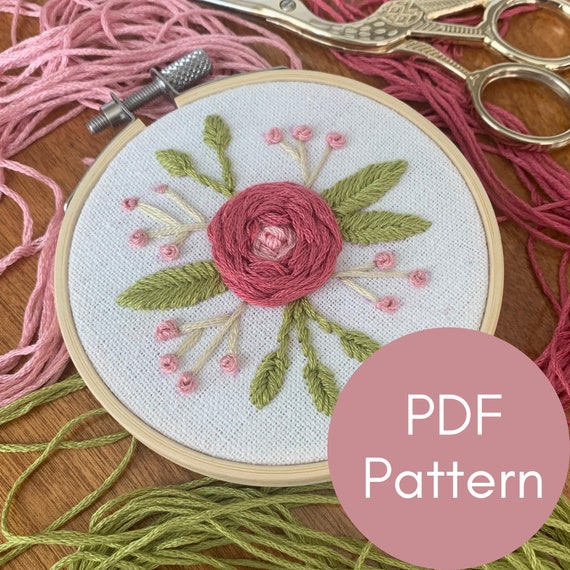 English Rose Embroidery Pattern PDF Embroidery Pattern Etsy