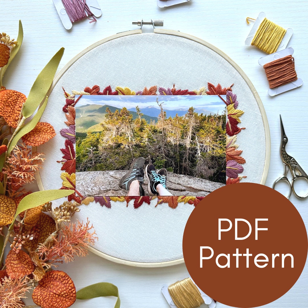 PDF Pattern, Autumn Leaves, 4x6" Frame, Embroidery Pattern, Photo Frame ...