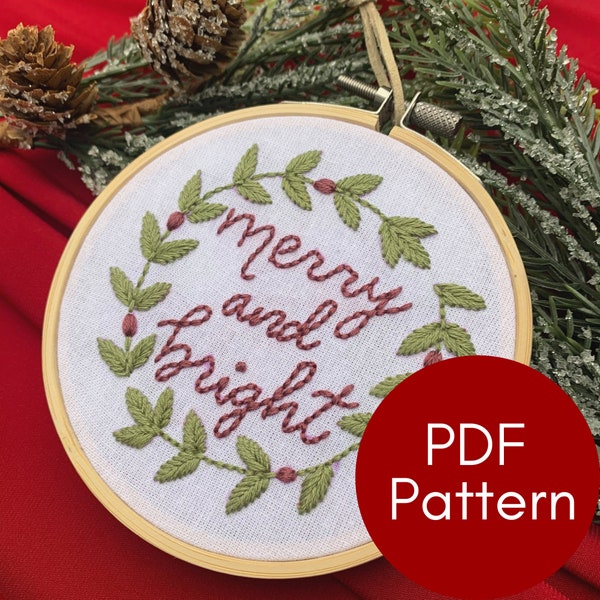 PDF Muster, Fröhlich und Hell, Weihnachtsstickerei, Stickmuster