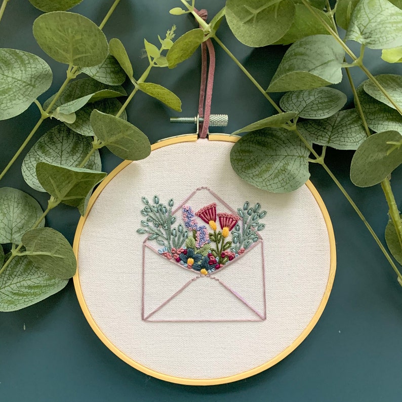 PDF Pattern, Floral Envelope, Embroidery Pattern, Stationery, Love Letter image 3