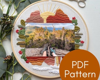 PDF Pattern, Desert Embroidery, 4x6 Frame, Photo Memory, Cactus, Southwest, Summer, Embroidery Pattern