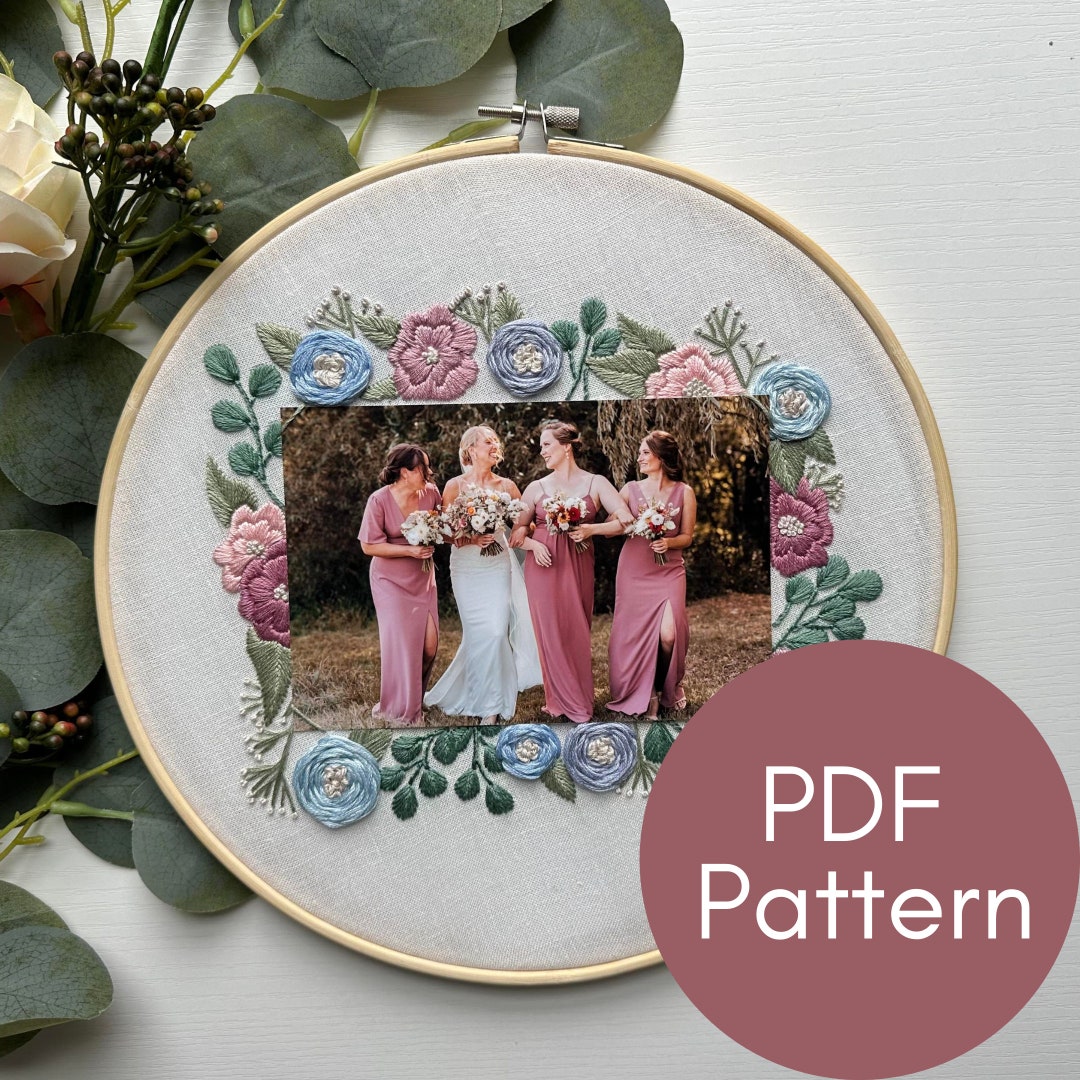 PDF Pattern, Floral Embroidery, 4x6