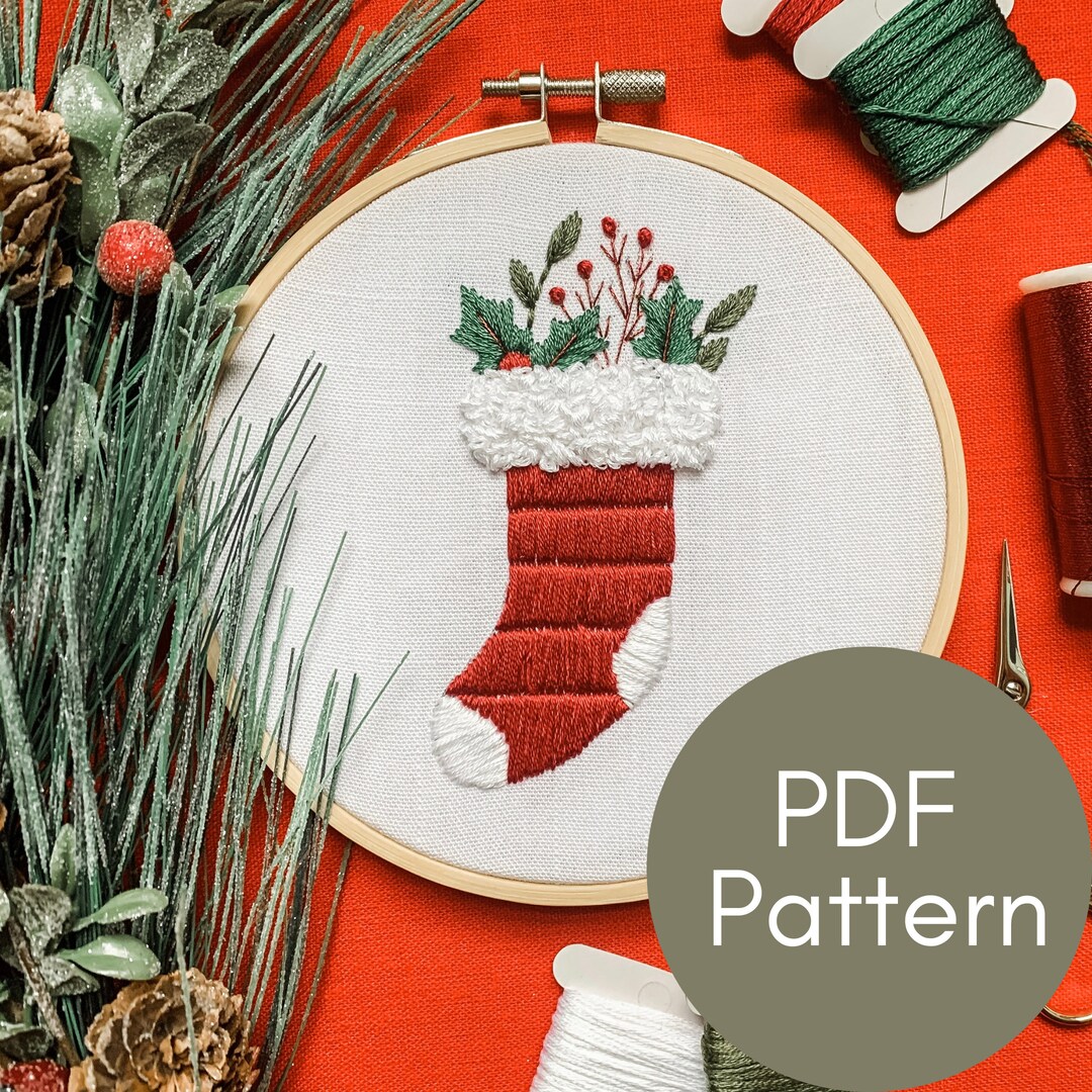 PDF Pattern, Stocking, Christmas Embroidery, Embroidery Pattern - Etsy