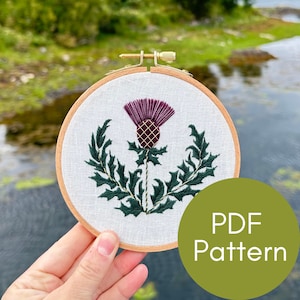 PDF Pattern, Scottish Thistle, Embroidery Pattern, Scottish Highlands, Wildflowers