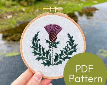 PDF Pattern, Scottish Thistle, Embroidery Pattern, Scottish Highlands, Wildflowers