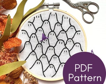 PDF Pattern, Cute Ghosts, Halloween, Embroidery Pattern, Spooky
