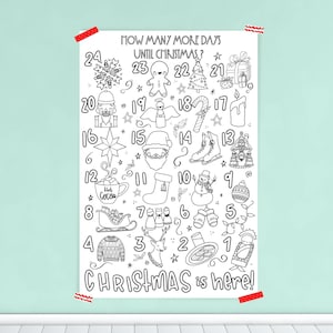 Christmas Family Activity, Giant Coloring Poster, Christmas Countdown, Advent Calendar For Kids, Christmas Coloring Pages, Digital Download