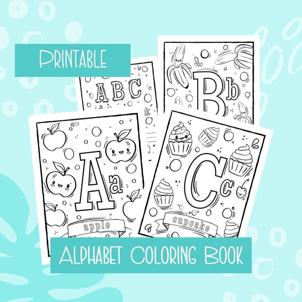 Alphabet Coloring Pages, Printable Coloring Book for Preschool and Kindergarten Educational Play