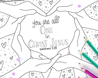 Galatians 3:28 Scripture Coloring Page Bible Verse Instant Download