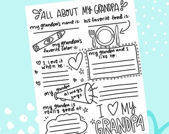 All About My Grandpa Fill in the Blank Printable for Father's Day