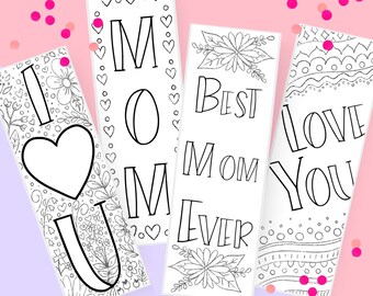 Mother's Day Printable Coloring Bookmarks with Cute Doodle Art 303