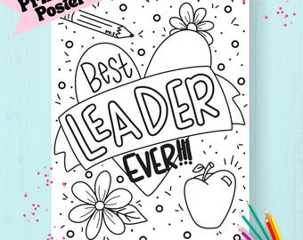 Best Leader Coloring Poster,  24" x 36" Teacher Appreciation Printable Poster