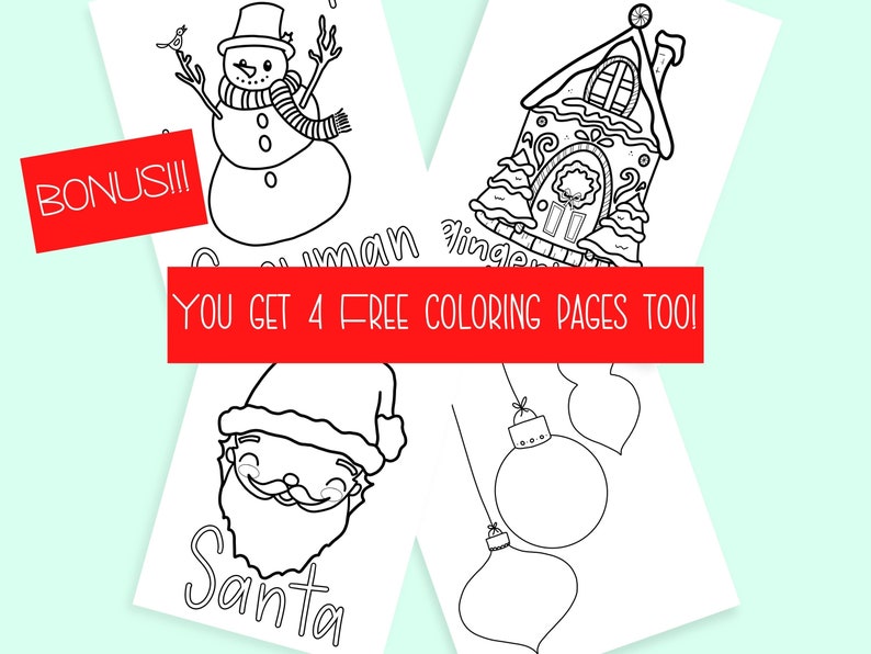 Christmas Family Activity, Giant Coloring Poster, Christmas Countdown, Advent Calendar For Kids, Christmas Coloring Pages, Digital Download image 4