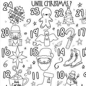 Christmas Family Activity, Giant Coloring Poster, Christmas Countdown, Advent Calendar For Kids, Christmas Coloring Pages, Digital Download image 2