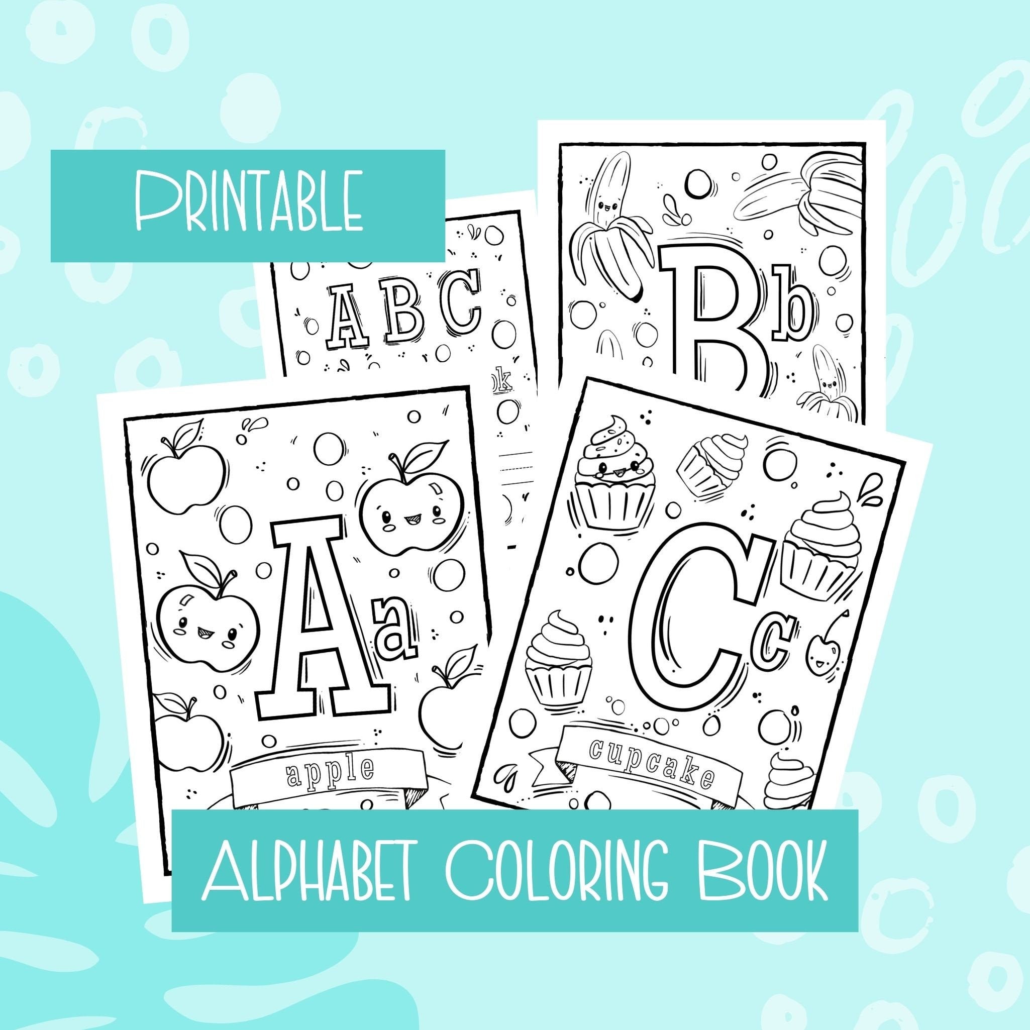 alphabet coloring pages printable coloring book for preschool etsy