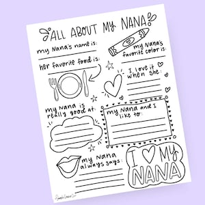 Alles über meine Nana Fill in the Blank Printable für Muttertag 303