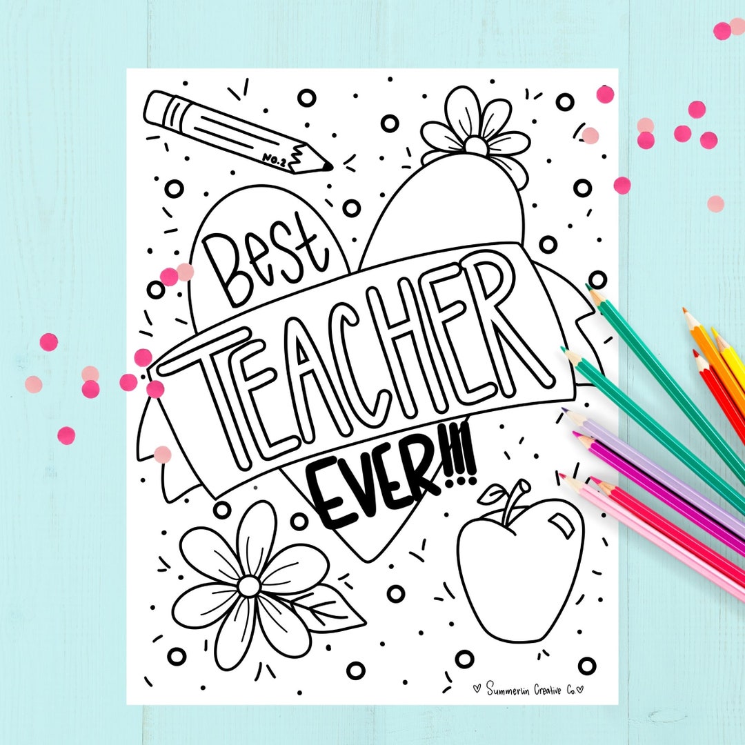 Best Teacher Coloring Page Teacher Appreciation Printable Etsy