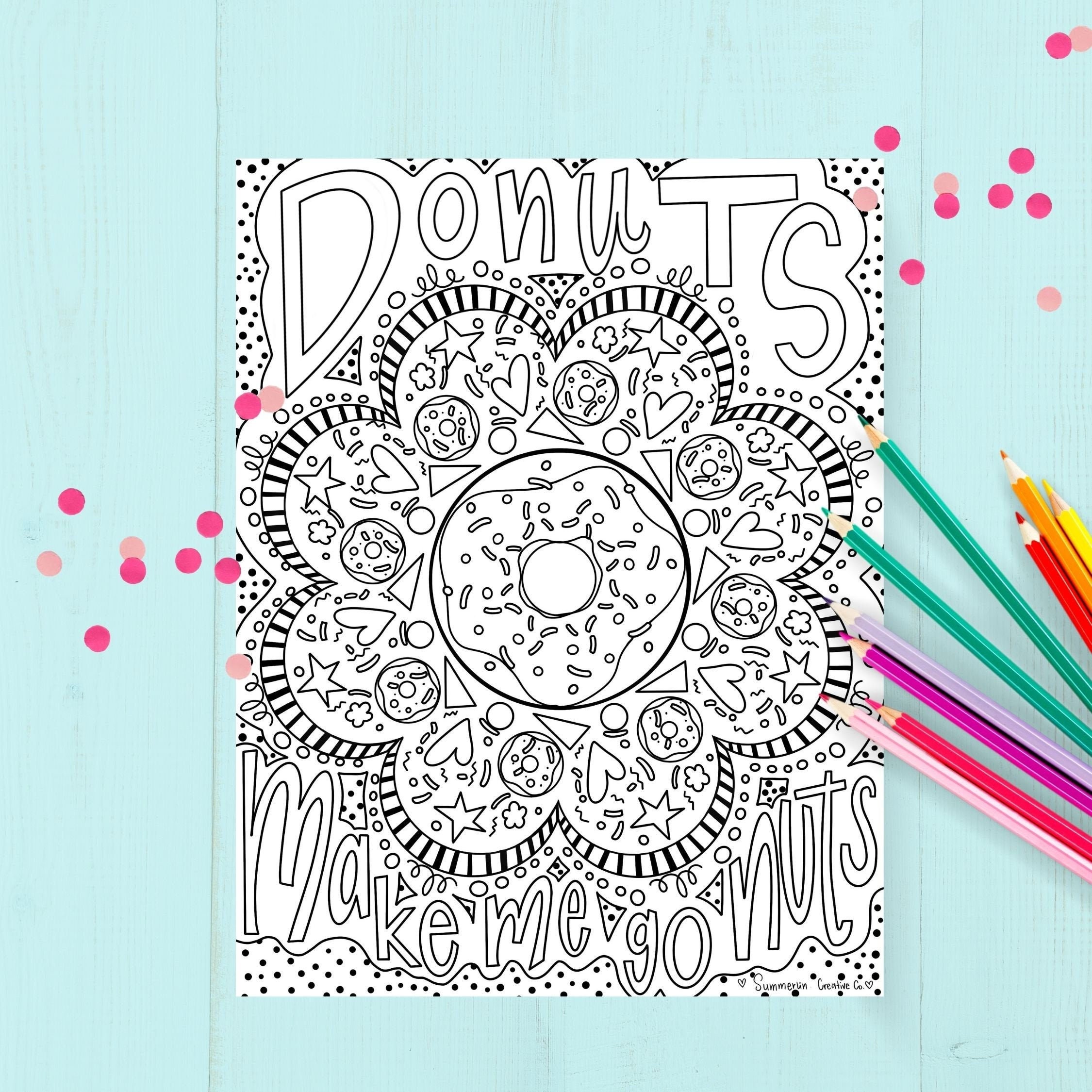 Donuts Coloring Page Printable Mandala Adult Coloring Page - Etsy Australia