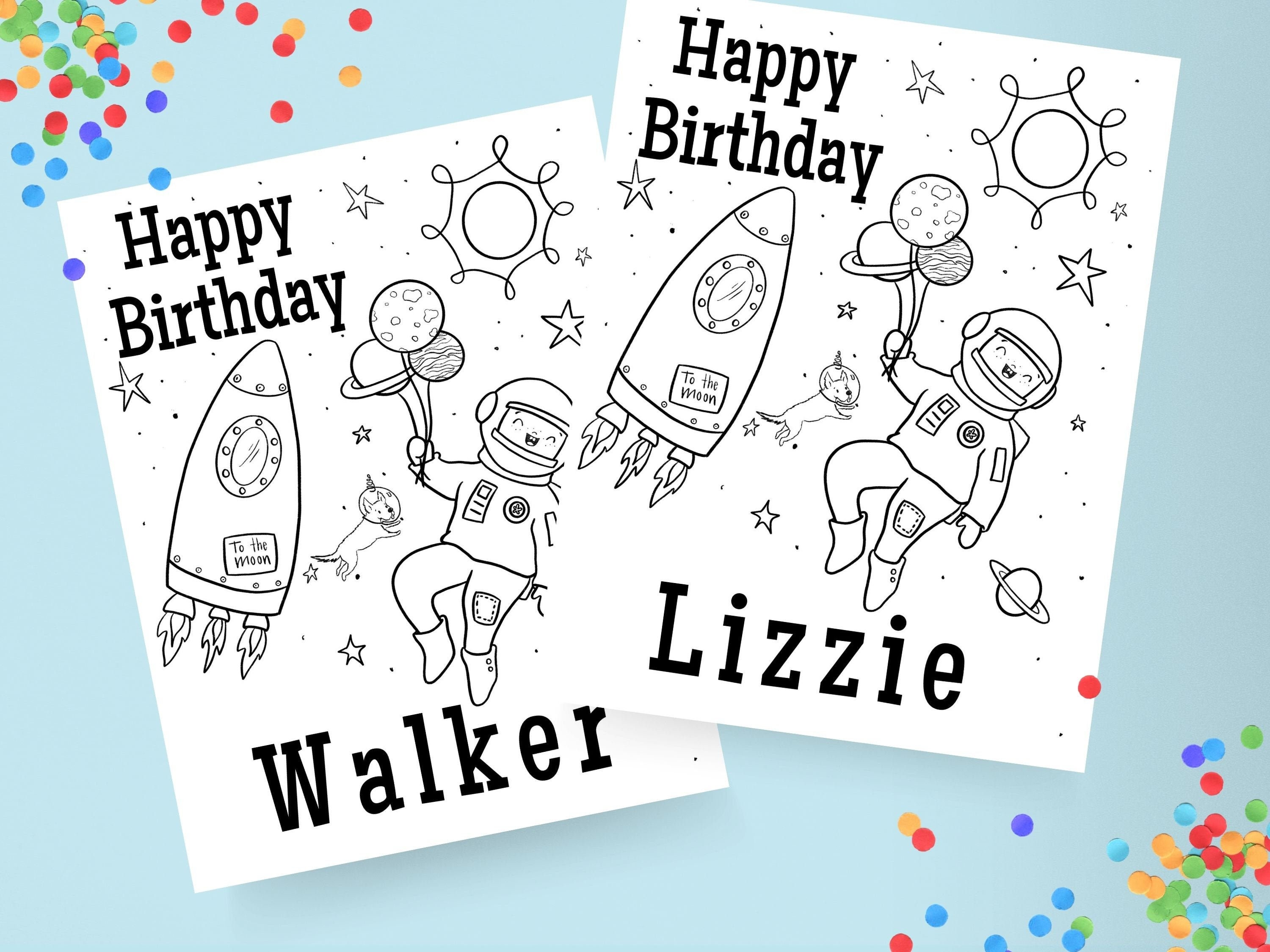 Personalized Space Coloring Page Printable Coloring Sheet Outer Space ...