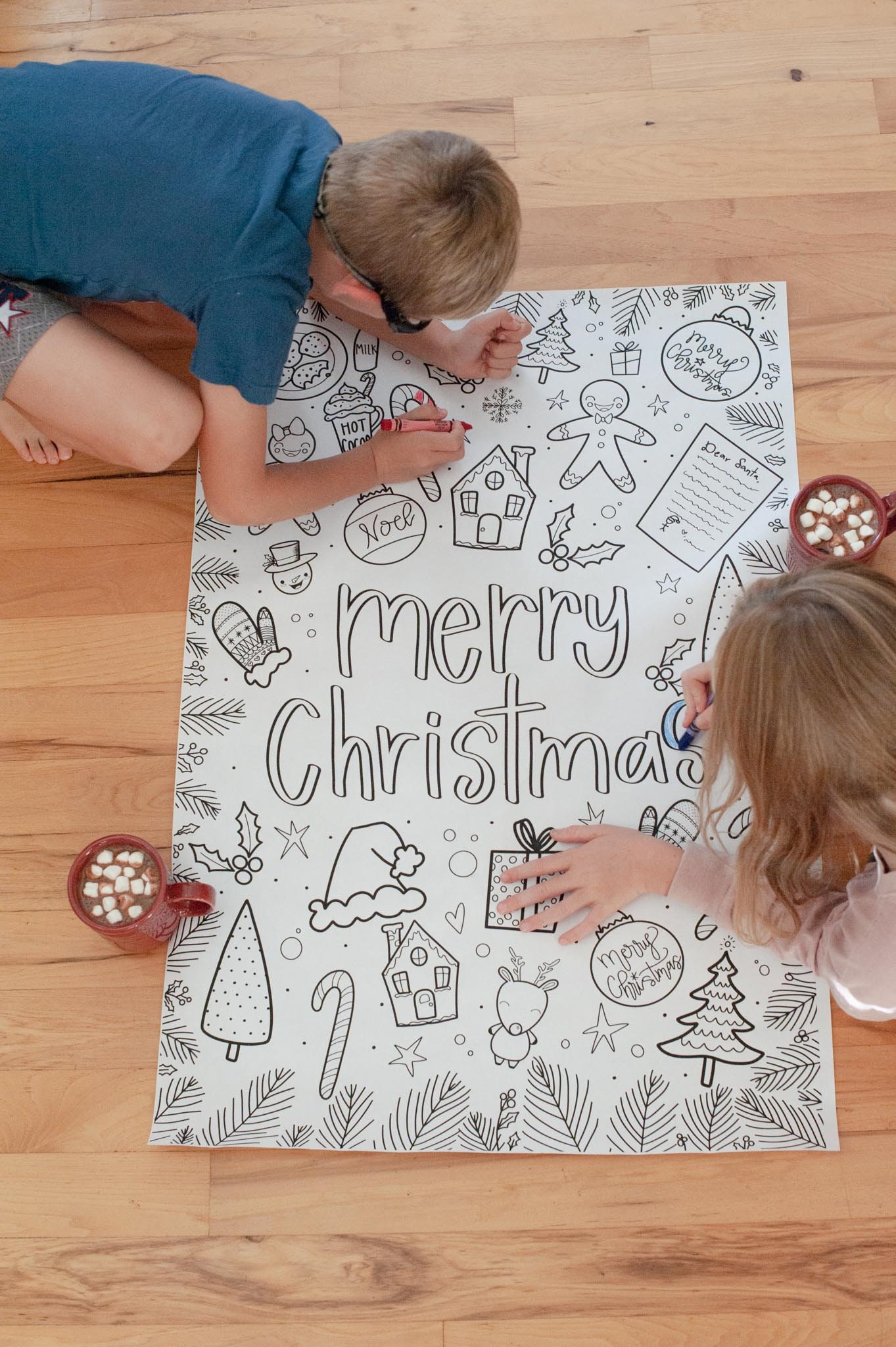 Giant Coloring Poster Christmas Printable Coloring Sheet Instant Download