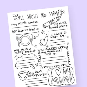 All About My Mimi Fill in the Blank Printable for Mother's Day 303