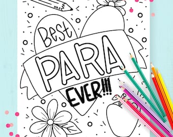 Best Para Coloring Page, Amazing Para Ribbon Cutout,  Para Teacher Appreciation Printables
