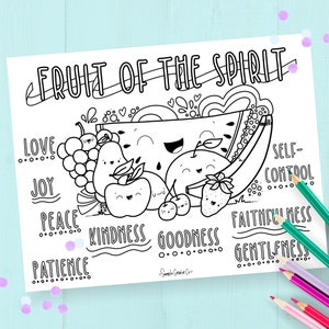 Fruits of the Spirit Scripture Coloring Page Bible Verse Instant Download