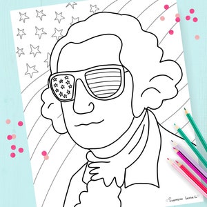 George Washington Fourth of July Coloring Page Instant Download