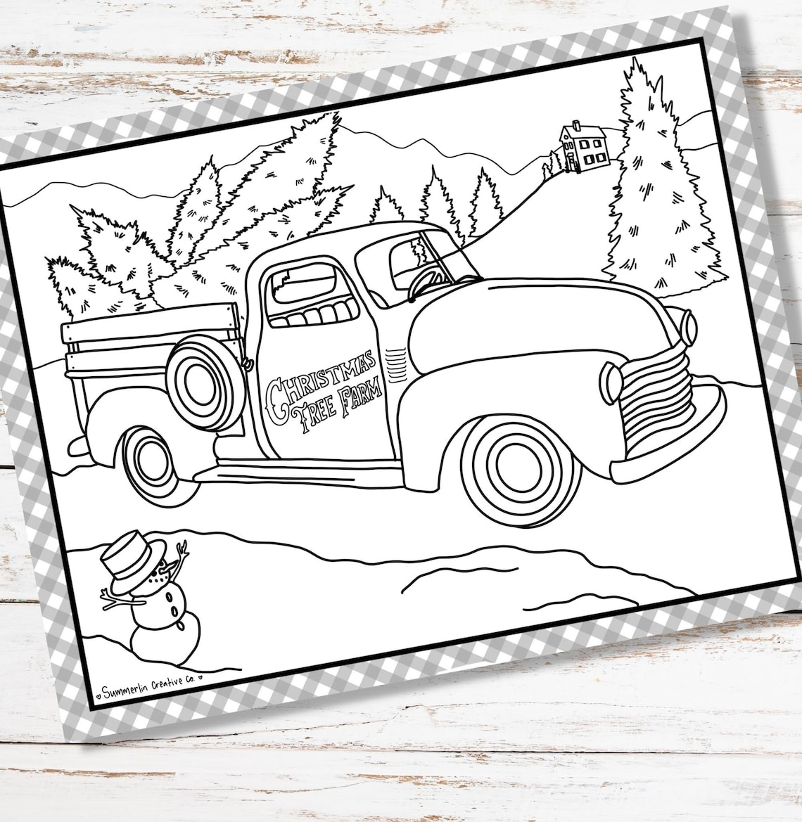 Christmas Tree Truck Coloring Page, Holiday PDF Printable, Winter