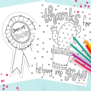 Thanks For Helping Me Grow Coloring Page Teacher Appreciation Printable Bundle