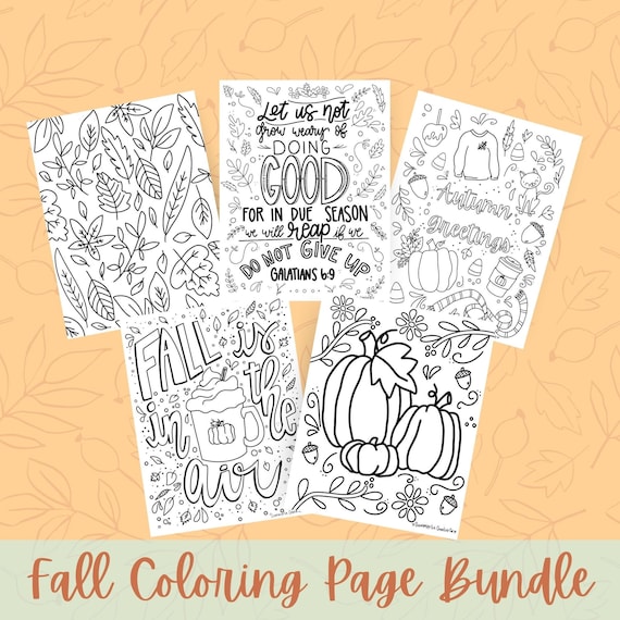 Fall Coloring Page Bundle Printable Activity