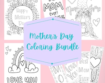 Mother Day Coloring Page Bundle, Printable Card, Coloring Bookmarks 303