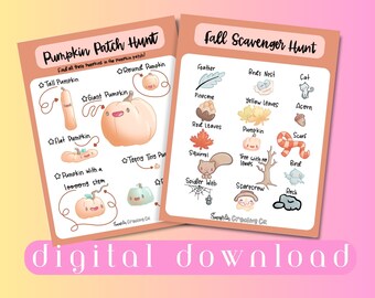 Fall Scavenger Hunt for Kids, Pumpkin Patch Autumn Activity, Preschool Printable Homeschool, Instant Download, Print at Home