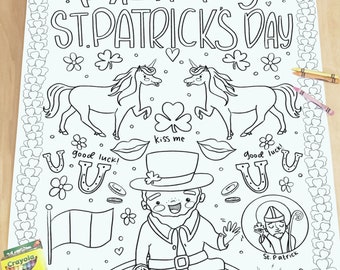 Giant Coloring Poster for St. Patrick's Day Printable Coloring Pages Instant Download 317