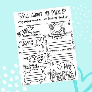 All About My Papa Fill in the Blank Printable for Father's Day