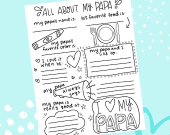 All About My Papa Fill in the Blank Printable for Father's Day