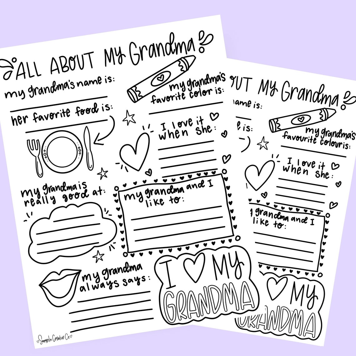All About My Grandma Fill in the Blank Printable for Mother's Day 303 ...