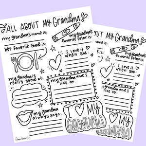 All About My Grandma Fill in the Blank Printable for Mother&#39;s Day 303