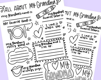 All About My Grandma Fill in the Blank Printable for Mother's Day 303