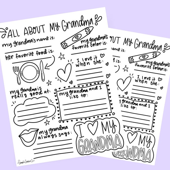 All About My Grandma Fill in the Blank Printable for Etsy