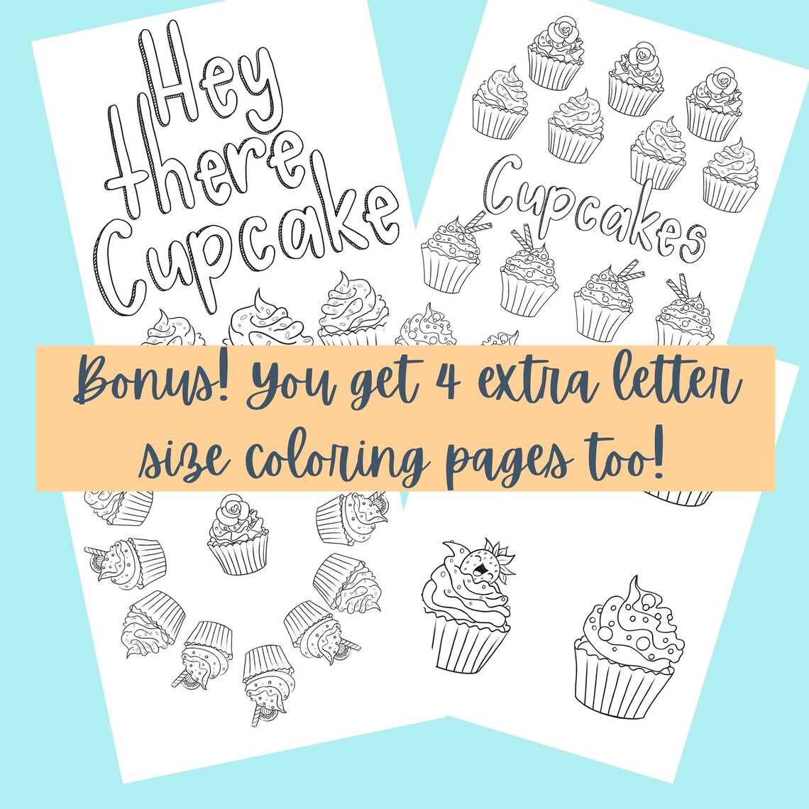Giant Coloring Poster Cupcake Printable Coloring Page Instant | Etsy