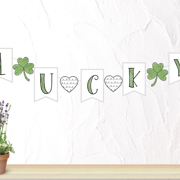 St. Patrick's Day Garland DIY Coloring Page For Kids Instant Download 317